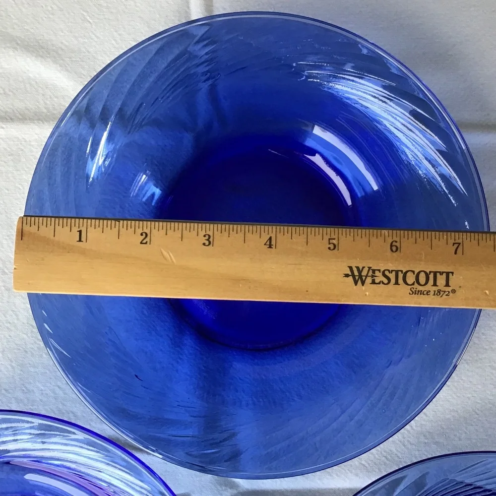 Pyrex Vintage Festiva Blue Bowls Soup Salad Cereal Set of 4 Glass Corning - Picture 6 of 15